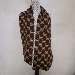 Michael Kors Winter Scarf Brown Beige MK Logo Knit